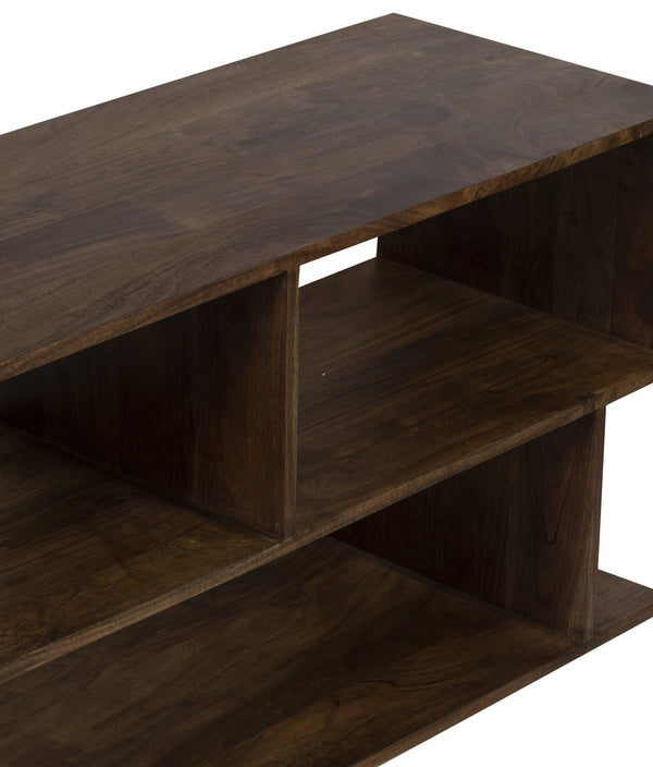Porter Designs Porter Portola Solid Acacia Wood Tv Stand - Unique Mid-century Design With Asymmetric Storage Brown Wood 05-108-10-1255