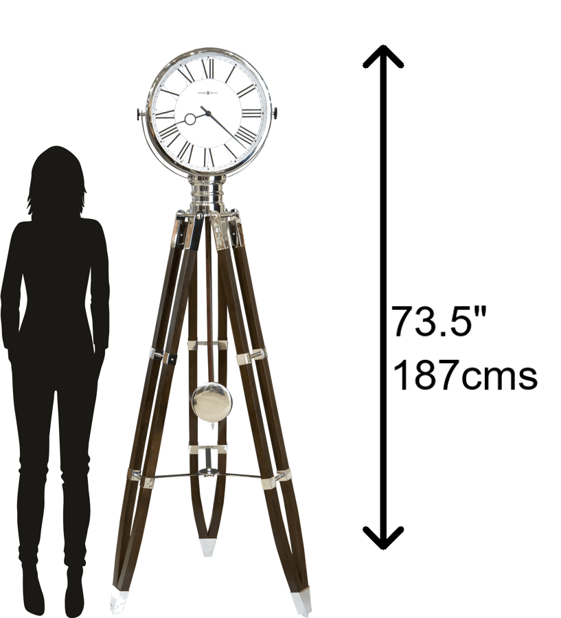 Hekman Furniture 615070 Antique Tripod Grandfather Clock - Elegant Black Coffee Finish & Polished Chrome Details  Chaplin I Tripod Grandfather Clock 615070