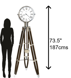 Hekman Furniture 615070 Antique Tripod Grandfather Clock - Elegant Black Coffee Finish & Polished Chrome Details  Chaplin I Tripod Grandfather Clock 615070