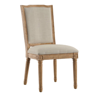 Homelegance By Top-Line Mayer Ornate Linen and Wood Dining Chairs (Set of 2) Beige Rubberwood