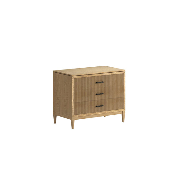 A.R.T. Furniture Loft Elegant 3-drawer Bedside Chest In Figured Maple With Grooved Design For Modern Bedrooms Brown Material(S), Poplar,Rubberwood And Figured Maple Veneer 335144-1911