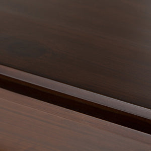 English Elm Artisan Russet Brown Solid Wood Sideboard Buffet with Glass Doors, 6 Drawers, Sturdy Storage B136P159467