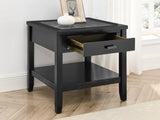 English Elm Steve Silver - Garvine - Sintered Stone End Table - Black