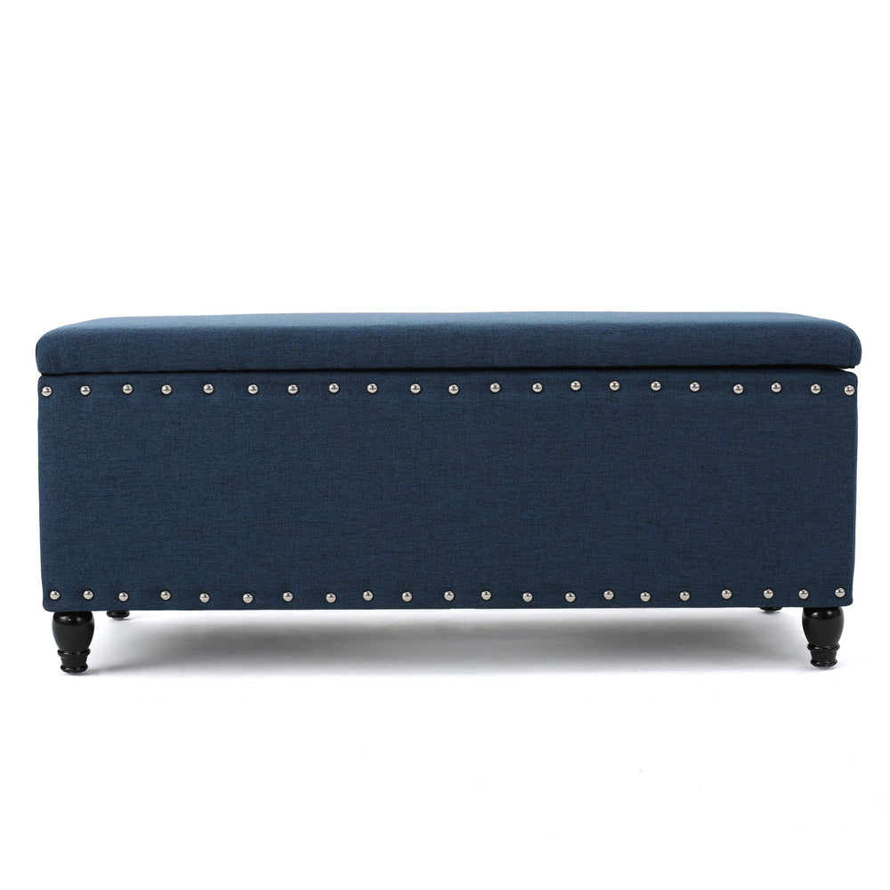 English Elm Storage Ottoman Bench with Hinged Lid Padded Seat Living Room Coffee Table 60581.00DBL