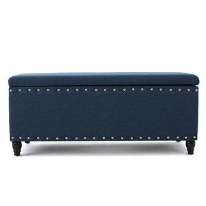 English Elm Storage Ottoman Bench with Hinged Lid Padded Seat Living Room Coffee Table 60581.00DBL