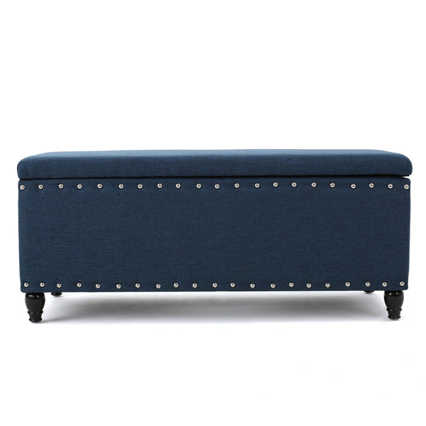English Elm Storage Ottoman Bench with Hinged Lid Padded Seat Living Room Coffee Table 60581.00DBL