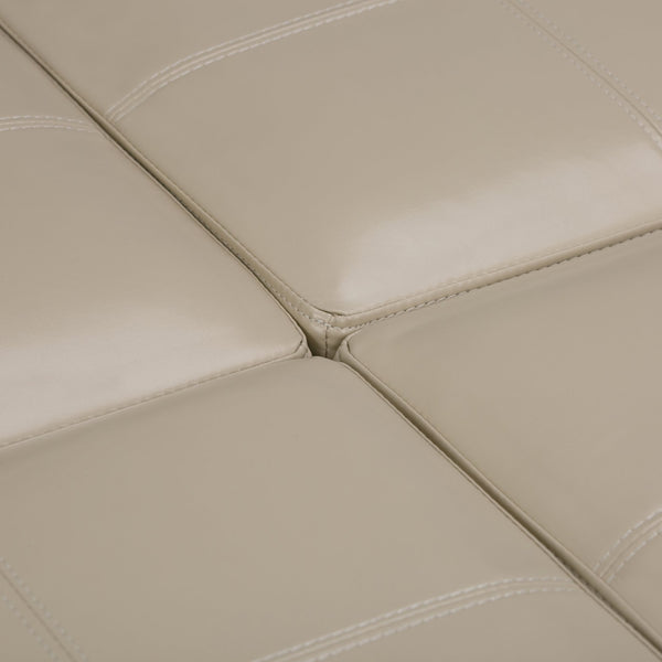 English Elm Avalon Square Storage Ottoman - Versatile Satin Cream Coffee Table With Hidden Compartment & Trays B136P159747