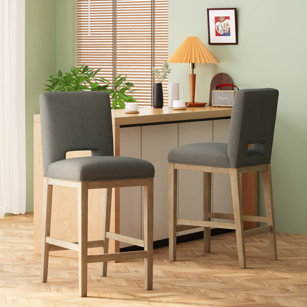 English Elm Christopher Knight Home® - BARSTOOL Grey Fabric Upholstered Padded Seat with Sturdy Eco Wooden Frame — Comfortable Durable Design 73531.00DPGRY