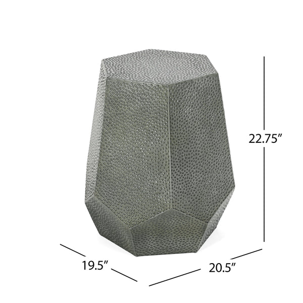 English Elm Christopher Knight Home® - METAL Modern Hammered Iron Geometric Side Table — Sleek Brushed Finish, Sturdy 80 lb Capacity Antique Silver 72228.00