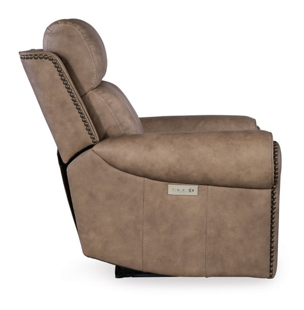 Hooker Furniture Duncan Power Recliner With Zero-Gravity Recline, Power Headrest & Lumbar, Usb Port, Nailhead Trim Light Brown SS635-PHZL1-082