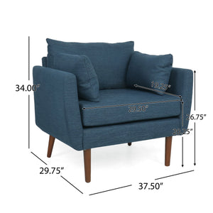 English Elm Christopher Knight Home® - CLUB Club Chair Upholstered Fabric Accent Chair with Walnut Birch Legs, Modern Sophisticated Seating Appeal Navy Blue 30.25 L x 25.75 W x 21 H 71573.00NBLU