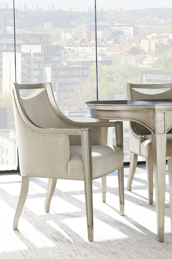 A.R.T. Furniture Cove Rectangular Dining Table With Elegant Primavera Veneers – Extends 78 To 122 Inches, Seats 8! Grey Rubberwood Solids,Primavera Veneer,Metal 349220-2743