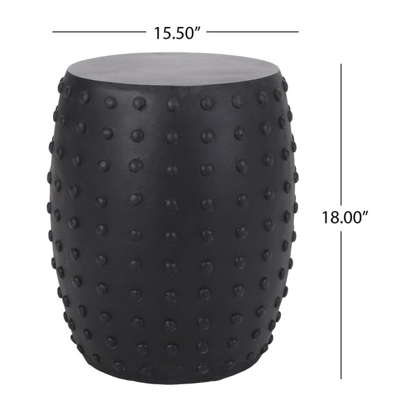 English Elm Outdoor Sculptural Concrete Barrel Side Table for Patio Balcony and Sunroom Decor 73447.00