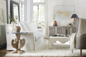 Hooker Furniture Boheme Grain Sack White Square Cocktail Table With Sculpted Legs, Plaster-Like Finish, 40" X40" 5750-80112-LTWD