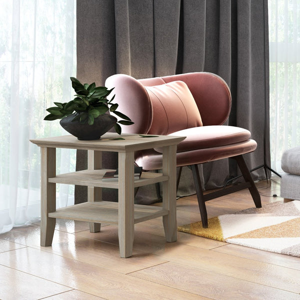 English Elm Acadian Solid Wood Narrow Side Table In Distressed Grey - Stylish, Versatile Storage For Any Space B136P159697