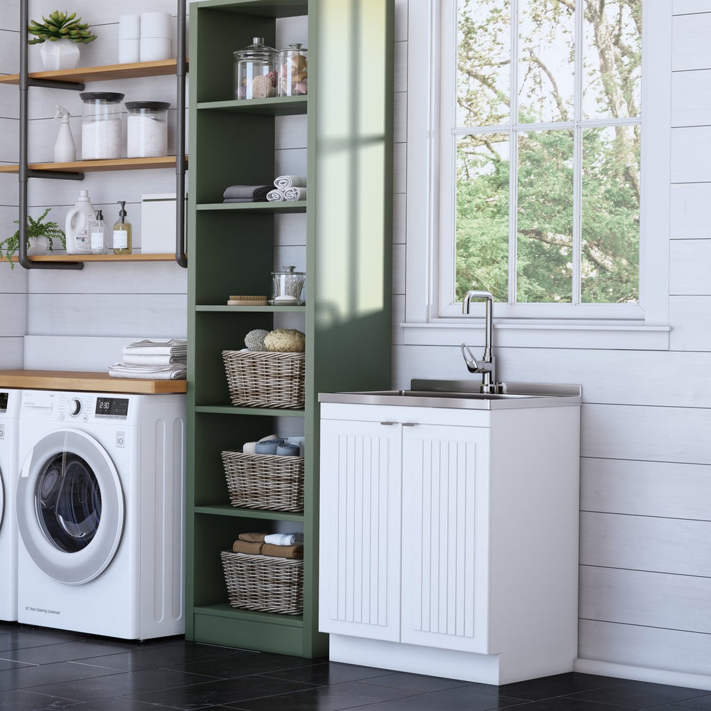 English Elm Murphy 28" Laundry Cabinet With Deep Stainless Steel Sink & High-Arch Faucet - Perfect For Your Space! B136P158808