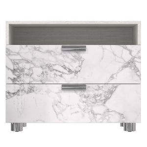 Bernhardt Bernhardt Stratum Nightstand With Arabescato Stone Fronts, Mist Ash Case, Usb Charging, Polished Steel › 325230