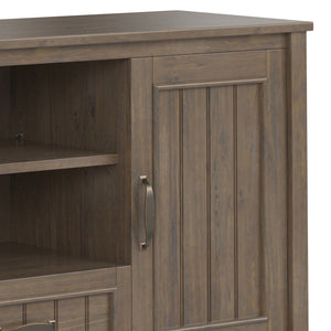 English Elm Lev Smoky Brown TV Media Stand for TVs up to 60" — Handcrafted Solid Wood, Adjustable Shelves, Cord Management, Brushed Bronze Handles B136P158821