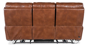 Hooker Furniture Crosby Zero Gravity Sofa With Powered Headrest, Lumbar Support, Usb Ports, Semi-Aniline Leather Luxury Brown SS741-PHZL3-080