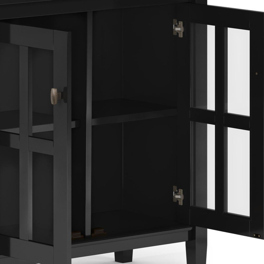 English Elm Warm Shaker Low Storage Cabinet - Handcrafted Solid Wood, Black Finish, Versatile & Stylish Design B136P159670-GIGA