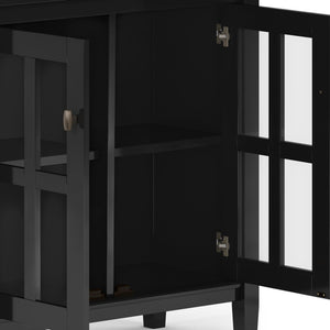 English Elm Warm Shaker Low Storage Cabinet - Handcrafted Solid Wood, Black Finish, Versatile & Stylish Design B136P159670-GIGA