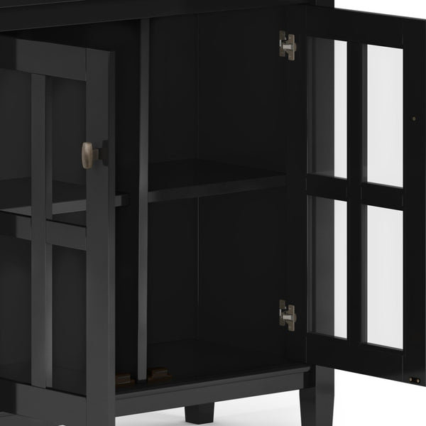 English Elm Warm Shaker Low Storage Cabinet - Handcrafted Solid Wood, Black Finish, Versatile & Stylish Design B136P159670-GIGA