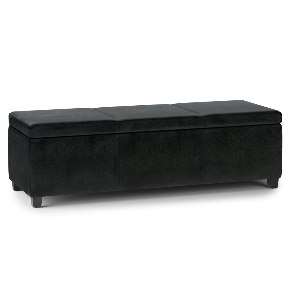 English Elm Avalon Extra Large Storage Ottoman Bench – Stylish Midnight Black Faux Leather For Modern Homes B136P158650