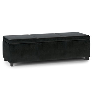 English Elm Avalon Extra Large Storage Ottoman Bench – Stylish Midnight Black Faux Leather For Modern Homes B136P158650