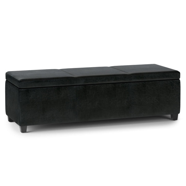 English Elm Avalon Extra Large Storage Ottoman Bench – Stylish Midnight Black Faux Leather For Modern Homes B136P158650