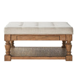 Homelegance By Top-Line Cadeo Baluster Pine Tufted Storage Ottoman Natural Pine