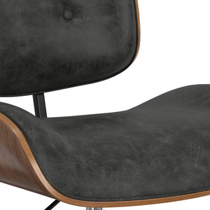 English Elm Dax Bentwood Office Chair with Tufted Vegan Faux Leather, Walnut Frame, Chrome Swivel Base Dark Gray B136P158583