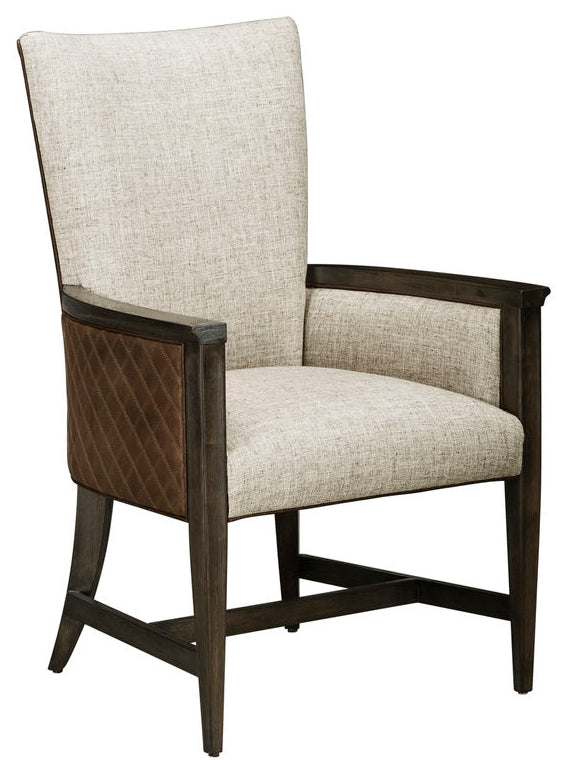 A.R.T. Furniture Set Of 2 - Woodwright Racine Transitional Upholstered Accent Chair In Lloyd Brown With Quilted Leather Detail - Set Of 2 Brown, Gray Parawood Solids,Quarter Sawn White Oak Veneer,Quilted Top,Grain Leather,And Upholstery 253207-2315