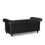 Christopher Knight Home® - Noble House - Brinkhaven Modern Glam Tufted Velvet Loveseat with Nailhead Trim