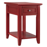 Homelegance By Top-Line Cerie 1-Drawer Side Table with Charging Station Red Wood