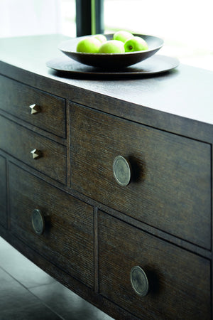 Bernhardt Bernhardt Linea Sideboard - Cerused Charcoal Oak, Asymmetrical Rustic Modern Buffet With Six Drawers 384130B