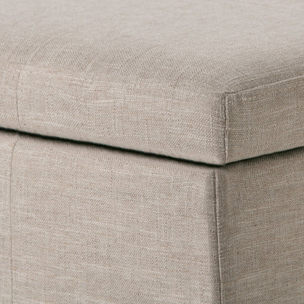English Elm Kingsley Large Storage Ottoman in Natural Linen Look Fabric with Nailhead Trim & Child-Safe Hinge B136P159920
