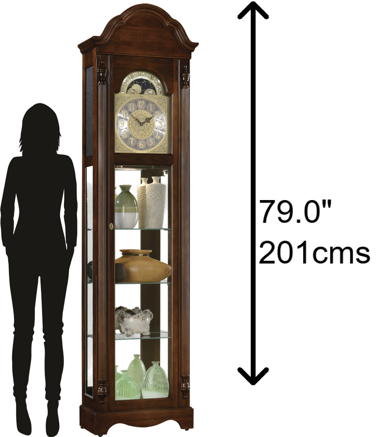 Hekman Furniture 2041 Clarksburg Grandfather Clock - Elegant Display With Adjustable Glass Shelves & Interior Light Country Maple Clarksburg Grandfather Clock 2041