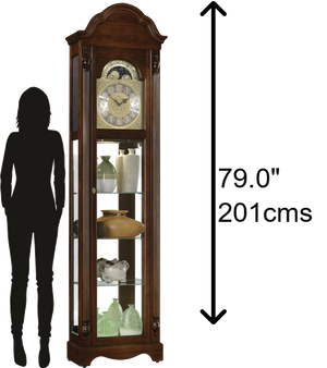 Hekman Furniture 2041 Clarksburg Grandfather Clock - Elegant Display With Adjustable Glass Shelves & Interior Light Country Maple Clarksburg Grandfather Clock 2041