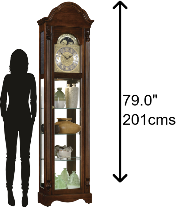 Hekman Furniture 2041 Clarksburg Grandfather Clock - Elegant Display With Adjustable Glass Shelves & Interior Light Country Maple Clarksburg Grandfather Clock 2041