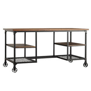 Homelegance By Top-Line Delano Industrial Modern Rustic Storage Desk Black Veneer