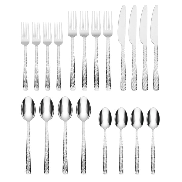 Lenox Cambridge Henrietta Hammered Mirror 20-Piece Flatware Set NO COLOR METAL 343620CSLG12