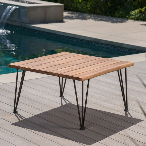 English Elm Christopher Knight Home® - ZION Teak Industrial Wood & Metal Coffee Table - Outdoor-Treated Acacia Top on Iron Frame, Sturdy Finish 62981.00
