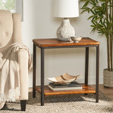 Christopher Knight Home® Rustic Metal End Table with Bottom Shelf, Hardwood & Iron, 24.75