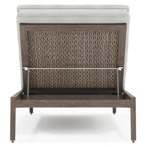 Bernhardt Bernhardt Ibiza Chaise Lounge In Weathered Teak With Abaca Wicker Back, Plush Outdoor Cushions, Made-To-Order O1029A