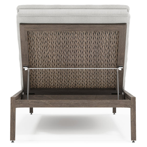 Bernhardt Bernhardt Ibiza Chaise Lounge In Weathered Teak With Abaca Wicker Back, Plush Outdoor Cushions, Made-To-Order O1029A