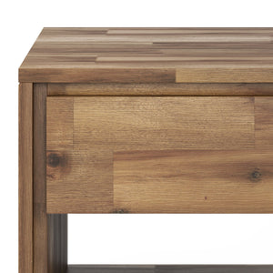 English Elm Lowry End Table - Rustic Acacia With Distressed Golden Wheat Finish & Modern Industrial Design B136P158848