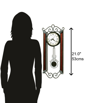 Hekman Furniture 625326 Carmen Wall Clock - Elegant Wrought Iron Design With Cherry Wood Columns & Quiet Quartz Movement  Carmen Wall Clock 625326