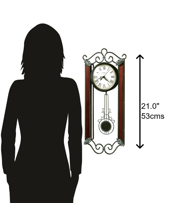 Hekman Furniture 625326 Carmen Wall Clock - Elegant Wrought Iron Design With Cherry Wood Columns & Quiet Quartz Movement  Carmen Wall Clock 625326