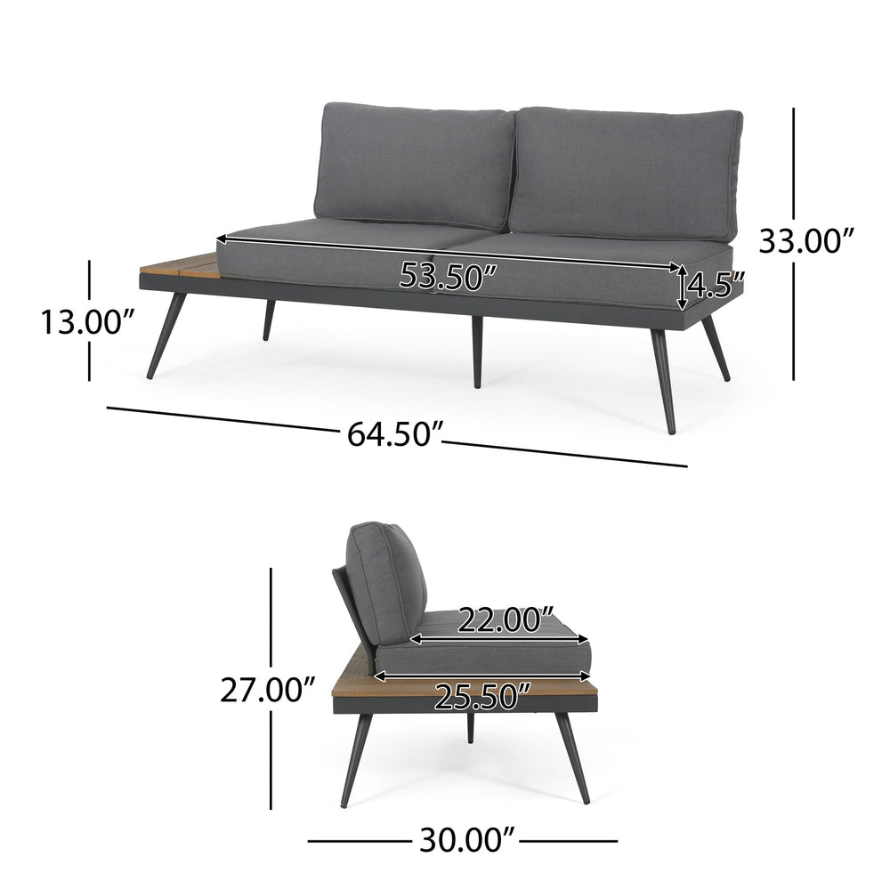 English Elm Norfolk Outdoor Left Sectional Seat with Mesh Back and Faux Wood Aluminum Frame 62750.00LGRY