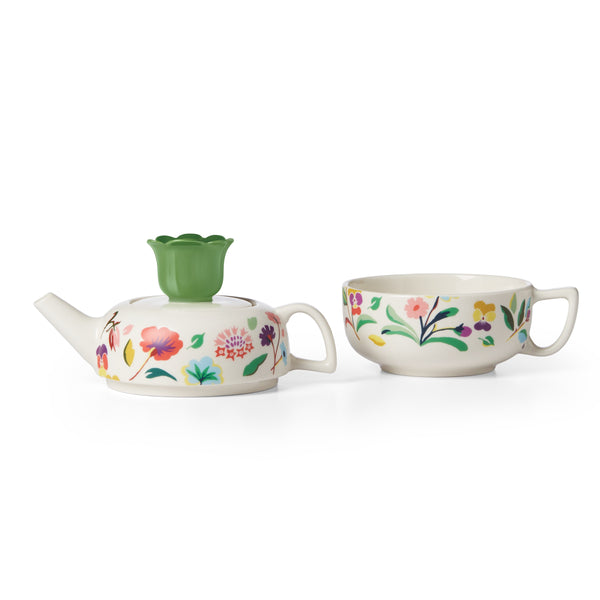 Lenox Kate Spade Garden Floral Tea For One White, WHITE STONEWARE 894637